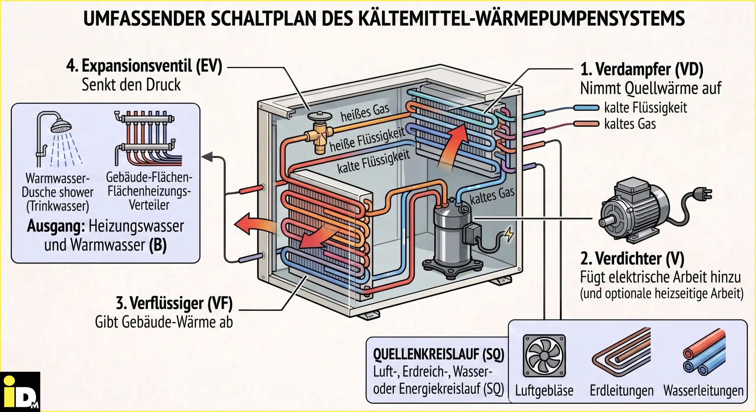 thermodynamischer-zyklus thermodynamischer Kreislauf einer Wärmepumpe